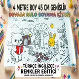 Mixoyuncak Devasa Rulo Boyama Kitabı 4 Metre | Sayılarla Boyama | Türkçe Ingilizce Renk Öğreten Aktivite Kitabı Çocuklar Için - Ahşap