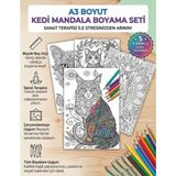 Mixoyuncak Mandala Boyama Seti 5'li A3 Boyut Kediler 200 gr Kalın Kağıt