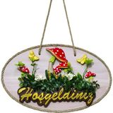 Mixperi Dekoratif Hoşgeldiniz Kapı Süsü – Mantar ve Kelebek Figürlü, Yapay Çiçekli, Ahşap Tasarım, Ev & Bahçe Kapısı Için Dekor - 26 x 16 - Çok Renkli