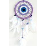 Mixperi Nazar Boncuğu Motifli Lila Rengi Dream Catcher Düş Kapanı Duvar Süsü