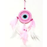 Mixperi Pembe Dream Catcther Pembe Ve Beyaz Kuş Tüylü Düş Kapanı El Yapımı Duvar Süsü