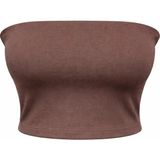 Mixray 2082 Kadın Straplez Basic Crop Top Bluz Kahve - Kahverengi - XL