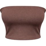 Mixray 2082 Kadın Straplez Basic Crop Top Bluz Kahve - Kahverengi