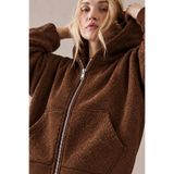 Mixray 2253 Işıltılı Kapüşonlu 3 İplik Sweatshirt Kahve