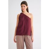 Mixray 4665 Kadın Tek Omuz Askılı Bluz Bordo