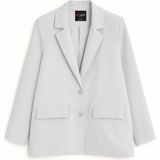 Mixray 4786 Kadın Oversize Kruvaze Blazer Ceket Gri