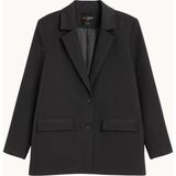 Mixray 4786 Kadın Oversize Kruvaze Blazer Ceket Siyah