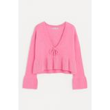 Mixray 6955 Kadın Fırfırlı Triko Kazak Pembe