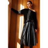 Mixray Kadın Siyah Kayık Yaka Ince Mevsimlik Triko Kazak 6933 Standart Fit