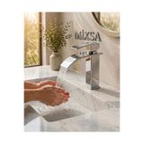 MİXSA Krom Kare Lavabo Bataryası - Şelale Akışlı Modern Banyo Musluğu Sabit Lavabo Çift Su Girişli