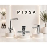 Mixsa Krom Lüx 3 Yollu Arıtmalı Batarya Lüx Kare Banyo Bataryası Premium Lavabo Bataryası 3'lü Set