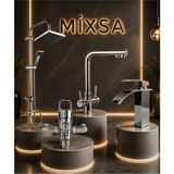 Mixsa Krom Robot Duş Seti 3 Yollu Premium Arıtmalı Mutfak Bataryası Lüx Banyo Bataryası Şelale Akışlı Lavabo Bataryası 4'lü Set