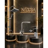 Mixsa Krom Robot Duş Seti Lüx 3 Yollu Arıtmalı Mutfak Bataryası Şelale Akışlı Lavabo Bataryası 3'lü Set
