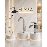 Mixsa Lüx 3'lü Set Robot Duş Seti Premium Valor Mutfak Bataryası Şelale Akışlı Lavabo Bataryası 3'lü Set