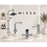 Mixsa Lüx 4'lü Set Robot Duş Seti 3 Yollu Arıtma Bataryası Kare Banyo Bataryası Çanak Lavabo Bataryası Şık Tasarım 4'lü Set