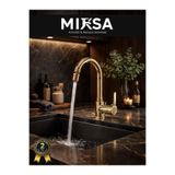 Mixsa Lüx Full Gold Armut Baston Oynar Başlıklı Perlatörlü Mutfak Eviye Bataryası Çeşmesi Musluğu