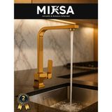 Mixsa Lüx Gold Kare Mutfak Eviye Bataryası, Musluğu, Ağır Gövde Kaliteli - Altın