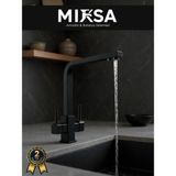 Mixsa Lüx Kare Arıtmalı Siyah Eviye Mutfak Bataryası (Sıcak-Soğuk Girişli, Pirinç Malzeme, Paslanmaz)