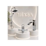 Mixsa Lüx Krom Robot Duş Seti Banyo Bataryası Premium Şelale Akışlı Lavabo Bataryası 3'lü Set Çift Su Girişli Batarya