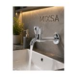 MİXSA Lüx Krom Tuvalet Musluğu-Bahçe Musluğu Duvardan Uzun Musluk Çevirmeli Premium Musluk