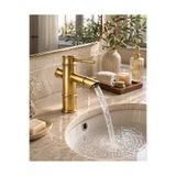 MİXSA Premium Bambu Eskitme Hissiyatlı Modern Banyo Lavabo Bataryası Musluğu Çeşmesi