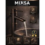 Mixsa Premium Bambu Siyah Eskitme Hissiyatlı Banyo Lavabo Bataryası Çeşmesi Musluğu Modern Musluk