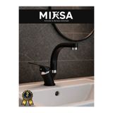 MİXSA Siyah-Krom Balıksırtı Borulu Banyo Lavabo Bataryası, Musluğu, Çift Su Girişli