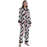 Mixte Desenli Saten Detaylı Uzun Viskon Pijama Takımı