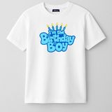 Mixxi Fashion Happy Birthday Boy Doğum Günü Baskılı Kısa Kollu Erkek Çocuk Tişört (4-13 Yaş) - Beyaz - 10 - 11 Yaş