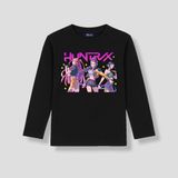Mixxi Fashion Kpop Demon Hunters Huntrix Uzun Kollu Baskılı Kız Çocuk Tişört (4-13 Yaş) - Siyah - 6 - 8 Yaş
