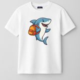 Mixxi Fashion Okula Giden Köpekbalığı - School Shark Kısa Kollu Baskılı Unisex Çocuk Tişört (4-13 Yaş) - Beyaz - 10 - 11 Yaş