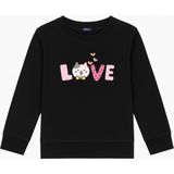 Mixxi Fashion Sevimli Kedi Love Baskılı 3 Iplik Bisiklet Yaka Kız Çocuk Sweatshirt (4-13 Yaş) - Siyah - 10 - 11 Yaş