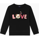 Mixxi Fashion Sevimli Köpek Love Baskılı 3 Iplik Bisiklet Yaka Kız Çocuk Sweatshirt (4-13 Yaş) - Siyah - 10 - 11 Yaş