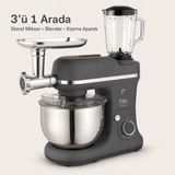Mixytrio 1500 W 3'ü 1 Arada Stand Mikser, 5 L Hazneli, Cam Sürahili, Kıyma Aparatlı - Çok Renkli