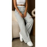 Miyalon Unisex Oversize Bol Paça Lastikli Eşofman Altı Yırtık Paça 3 İplik Kumaş ile Rahat Kullanım - XS - Gri