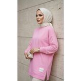 Miyalon Yazlık Kadın Bisiklet Yaka Mevsimlik Tunik - Pembe - XL