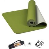 Miyang Tpe Pilates Yoga Minderi 6 Mm, Taşıma Çantalı Çift Renkli Yoga Matı Yeşil