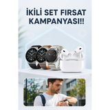 Miyango Aynalı Bluetooth Kulaklık Yeni Nesil Akıllı Saat Titreşimli Nabız Ölçer Spor - ETC6114-6752 - Çok Renkli