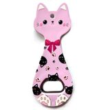 Miyav Kedi Mıknatıslı Şişe Kapak Açacağı, Buzdolabı Magnet Lila, 5.5x14 cm, Seramik Kaplama Kedili Açacak