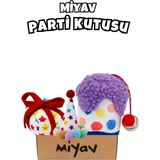 Miyav Kedi Parti Kutusu 3'lü Set | Parti Şapkası, Peluş Pasta, Peluş Hediye Kutusu