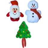 Miyav Yılbaşı 3’lü Kedi Oyuncak Seti – Noel Baba, Kardan Adam & Yılbaşı Ağacı Kedi Oyuncakları - Beyaz - Koyu Kırmızı