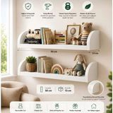 Miyavera Ahşap Duvar Rafı 50X13 cm – Mdf Çocuk Odası Kitap ,oyuncak ve Dekor Rafı - Beyaz