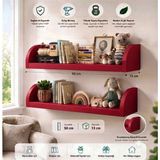 Miyavera Ahşap Duvar Rafı 50X13 cm – Mdf Çocuk Odası Kitap ,oyuncak ve Dekor Rafı - Kırmızı