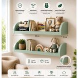 Miyavera Ahşap Duvar Rafı 50X13 cm – Mdf Çocuk Odası Kitap ,oyuncak ve Dekor Rafı - Yeşil
