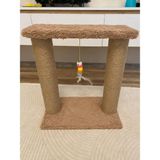 Miyavera Ahşap Kedi Tırmalama Direği- Kedi Oyun Alanı-Peluş Kumaş Kedi Yatağı - Kahverengi
