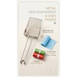 miyorapet Metal Kedi Kum Küreği ve Dışkı Poşedi Seti - 2 Rulo