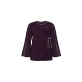 MİYORO Drape ve Aksesuar Detaylı Büyük Beden Abiye Bluz