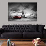 Miyrem (2335) Exclusive Serie" Eyfel Kulesi ve Kırmızı Araba Kanvas Tablo 50 x 70