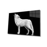 Miyrem Beyaz Kurt Hayvan Cam Tablo 36x23- myrm2786