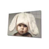 Miyrem Beyaz Şapkalı Bebek Cam Tablo 110X70- myrm7424